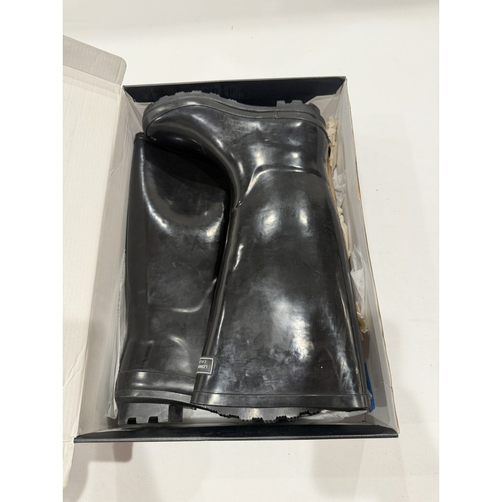 London Fog Size 7 Thames Women's Tall Black Waterproof Rubber Rain Boots fall - Picture 6 of 8